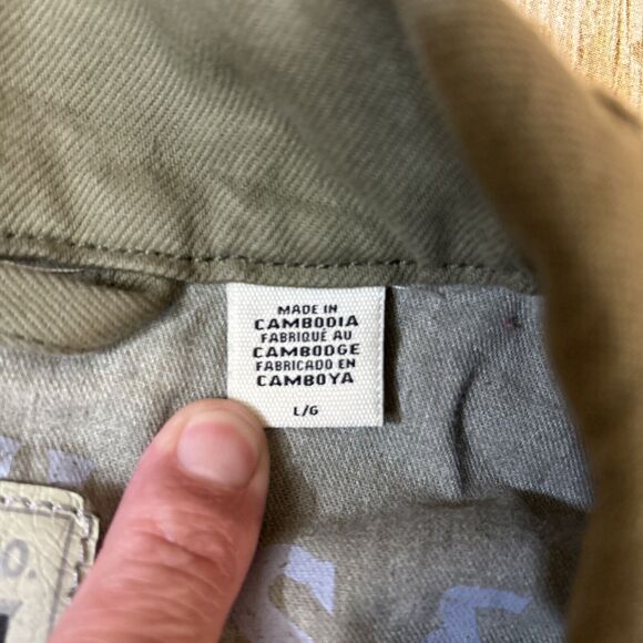 Levis Silvertab Denim Trucker Jacket Olive Drab Green Distressed Large - Picture 9 of 16